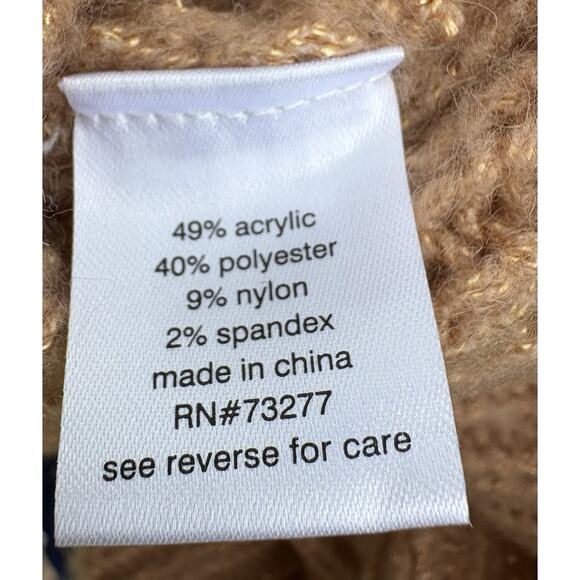 Elizabeth and James Sweater Tan Open Stitch Crew Neck Cropped Women's Medium - Picture 5 of 6